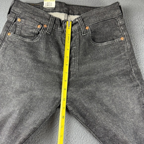 Levis 501 Jeans Mens 30x34 Black Button Fly Straight Stretch Denim Grunge NEW - Picture 10 of 12